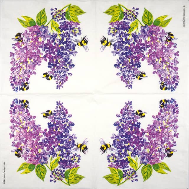 Paper Napkin - Lilac flower and bees