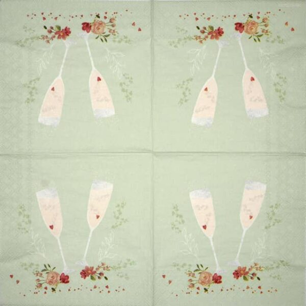 Paper Napkin - Champagne Glasses green