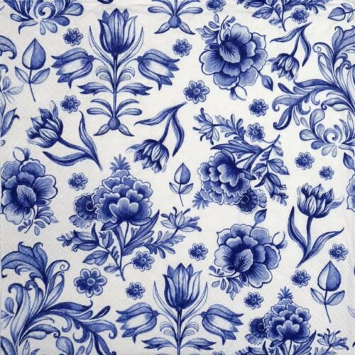 Paper Napkin - Delft Blue Flowers