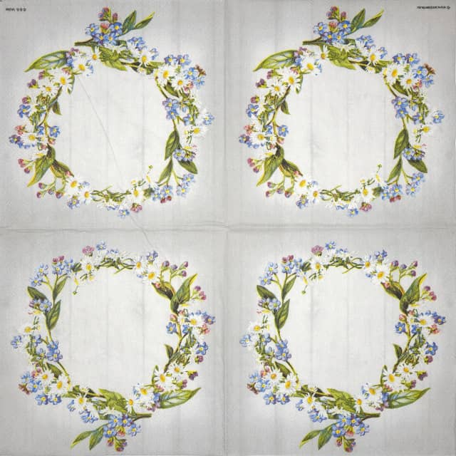 Paper Napkin - flower wreath on a grey background