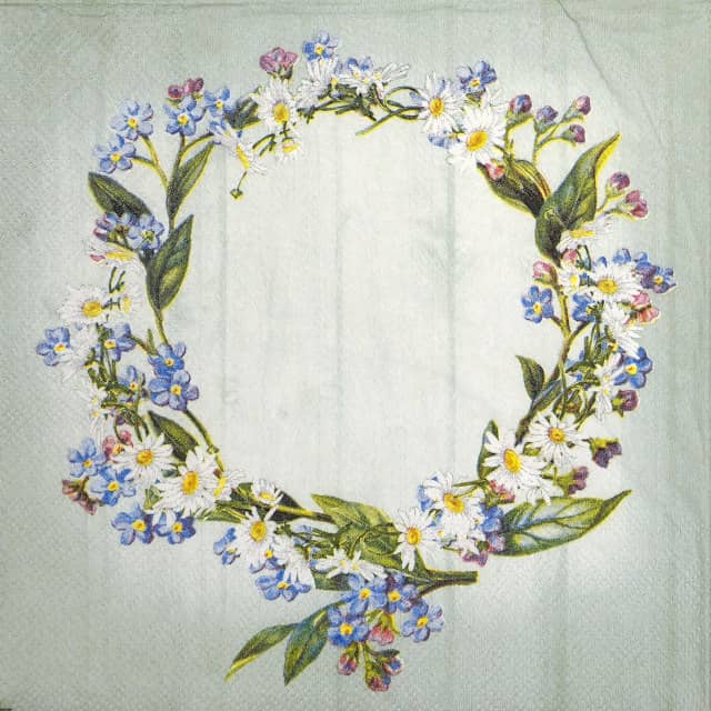 Paper Napkin - flower wreath on a green background