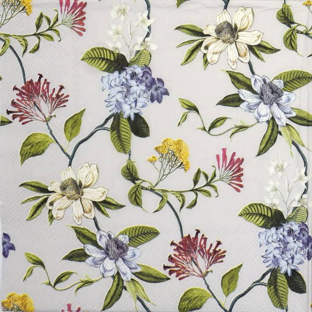 Paper Napkin - Floral mix grey