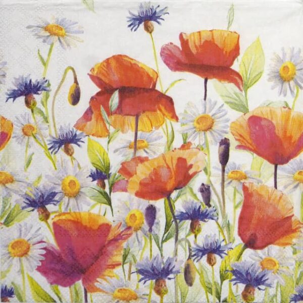 Paper Napkin - Poppies and Cornflowers