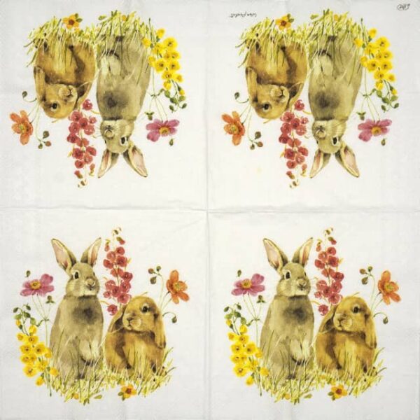 Paper Napkin - two easter Bunnues