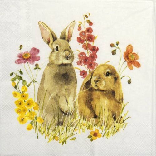 Paper Napkin - two easter Bunnues
