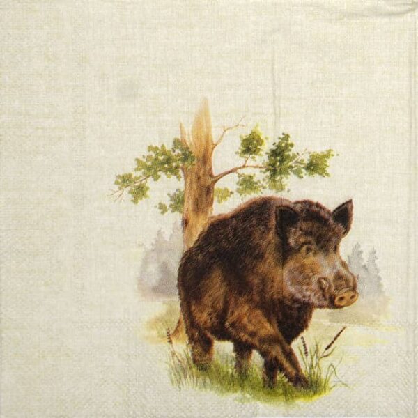 Paper Napkin - Hunted Wild Boar cream