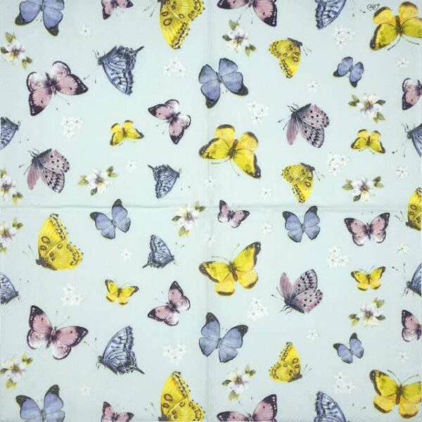 Paper Napkin - Romantic Butterflies light blue