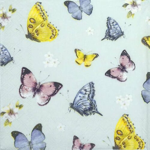 Paper Napkin - Romantic Butterflies light blue