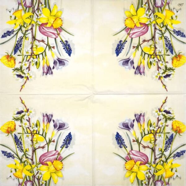 Paper Napkin - Spring Flowers cream