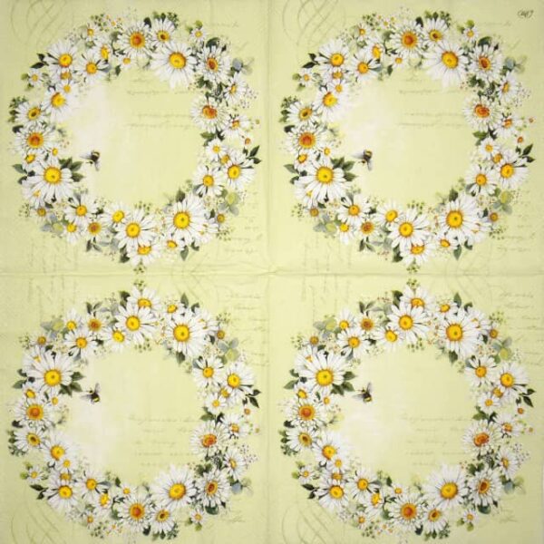 Paper Napkin - Daisies wreath light green