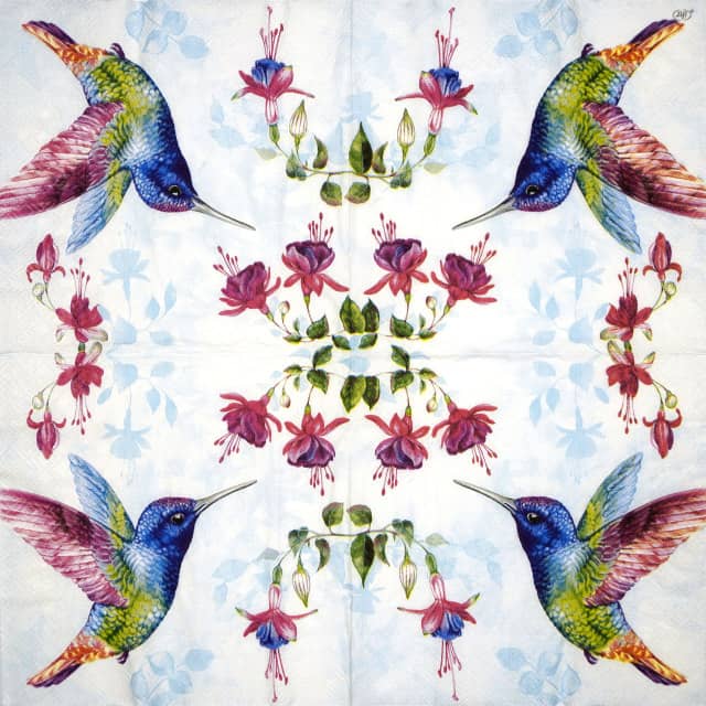 Paper Napkin - Hummingbird light blue