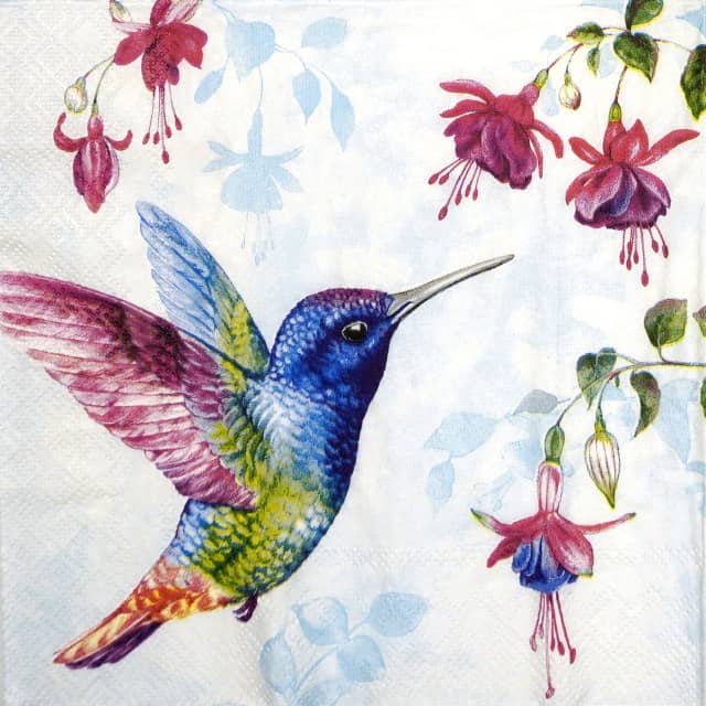 Paper Napkin - Hummingbird light blue