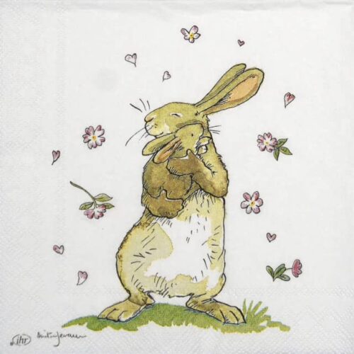 Paper Napkin - Bunny baby with mother