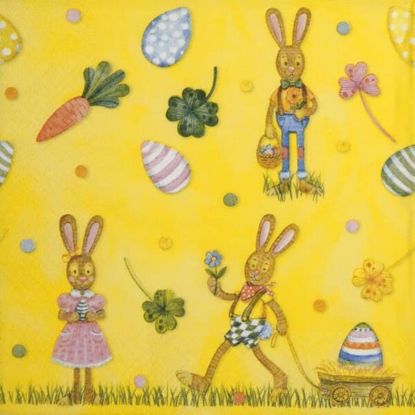 Paper Napkin Playful Easter Bunnies