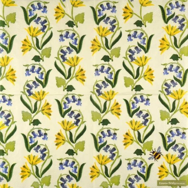 Paper Napkin - Bluebell and Celandine creram