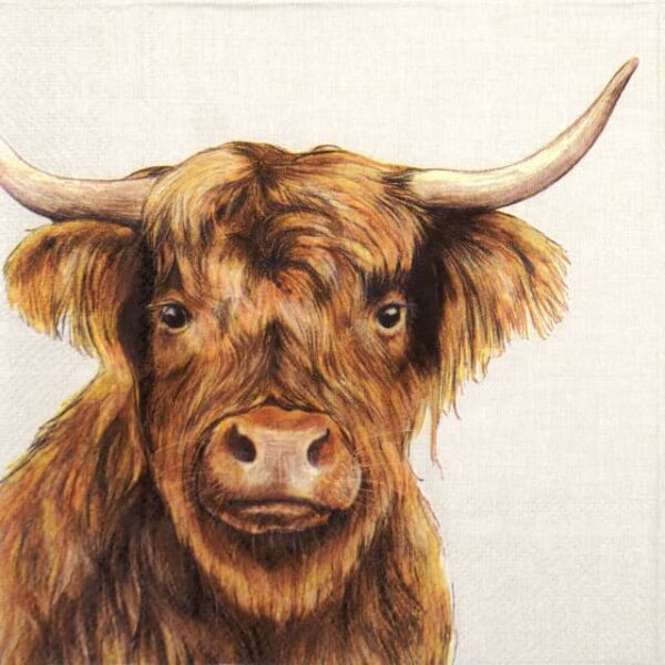 Paper Napkins - Farm Highland Cattle cream  (20 pieces)