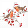 Paper Napkins - Christmas robins white (20 pieces)