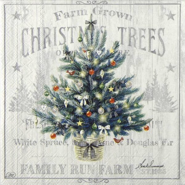 Paper Napkins - Vintage X-mas Tree light grey (20 pieces)