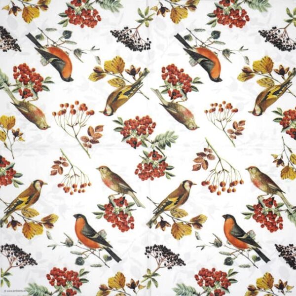 Cocktail Decoupage Napkin - Autumn birds