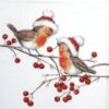 Paper Napkin - Christmas Robins white