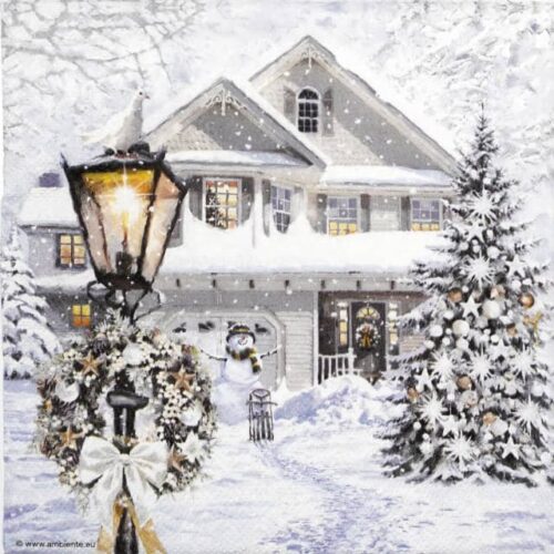 Single Decoupage Napkin - Christmas house