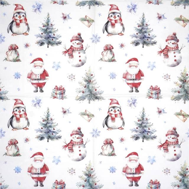 Paper Napkin - Christmas trio white