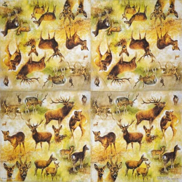 Paper Napkins - Collage of deers (20 pieces)