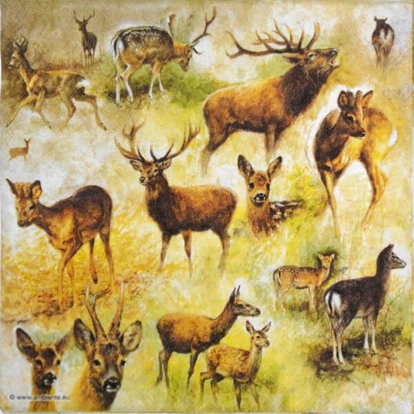 Paper Napkins - Collage of deers (20 pieces)