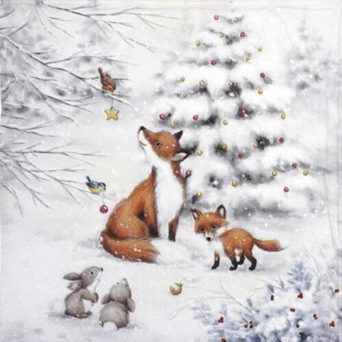 Single Decoupage Napkin - Fox in forest