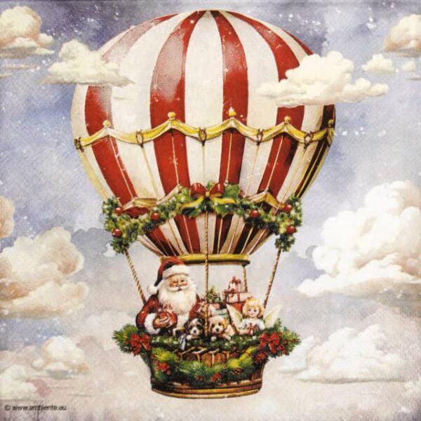 Paper Napkin - Santas air balloon