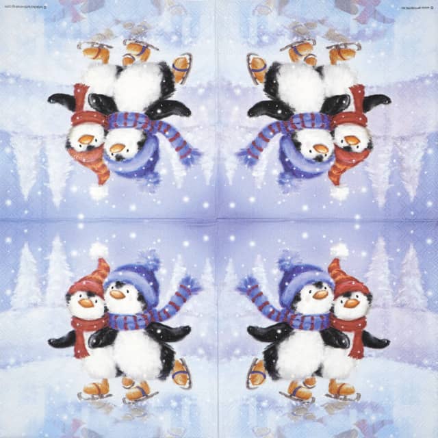 Paper Napkin - Skating penguins