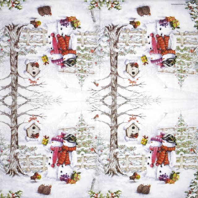 Paper-napkin-Ambiente-Snowman-bringing-gifts-33318025