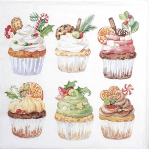 Single Decoupage Napkin - Sweet Christmas white