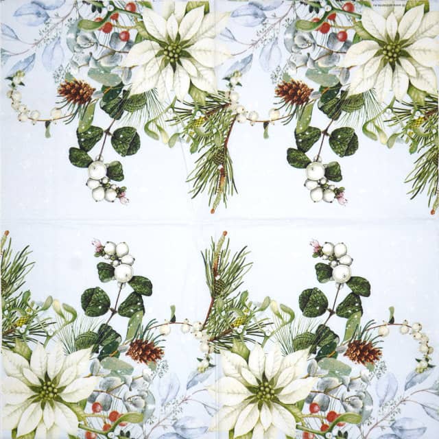 Paper-napkin-Ambiente-White-Poinsettia-33318990