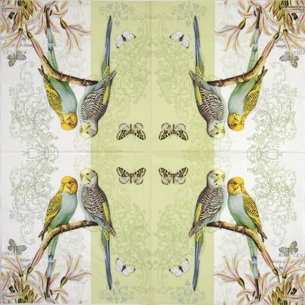 Paper Napkin - Budgies green