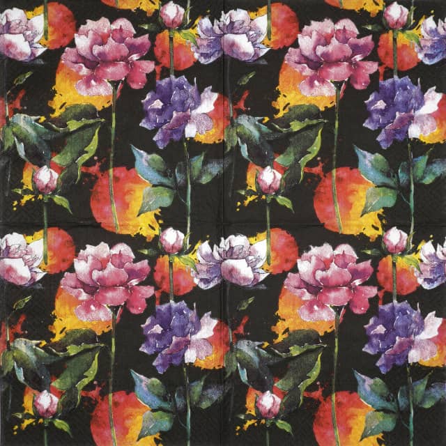 Paper Napkin - Nora Flower black