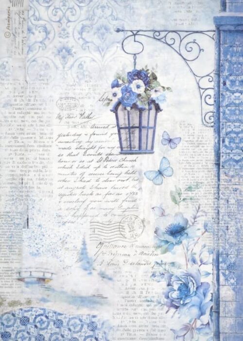 Stamperia Rice Paper A4 - Blue Land - Lamp - DFSA4785