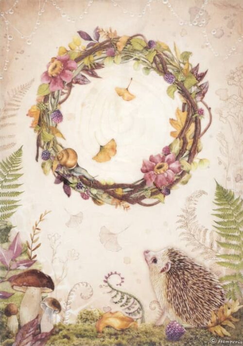 Stamperia Rice Paper A4 - Woodland - Garland - DFSA4820