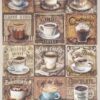 Stamperia Rice Paper A4 - Coffee and Chocolate - Tags with Cups - DFSA4822