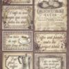 Stamperia Rice Paper A4 - Coffee and Chocolate - Labels - DFSA4826