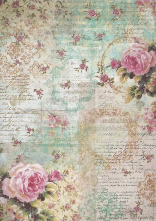 Stamperia Rice Paper A4 - Precious - Peony Background - DFSA4829