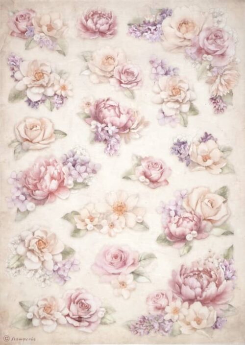 Stamperia Rice Paper A4 - Romance Forever - Floral Background - DFSA4835