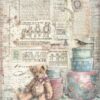 Stamperia Rice Paper A4 - Brocante Antiques - Teddy Bears - DFSA4854