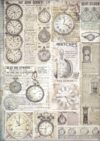 Stamperia Rice Paper A4 - Brocante Antiques - Clocks - DFSA4855