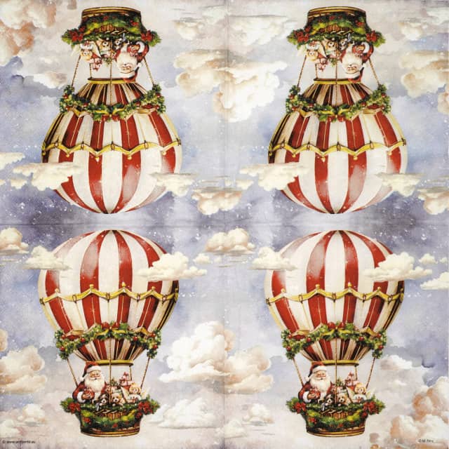 Paper Napkin - Santas air balloon