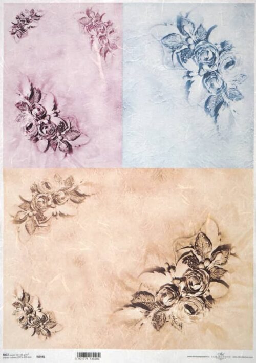 Rice Paper A/3 - Roses on Three Colors