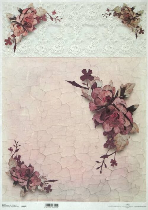 Rice Paper A/3 - Roses on cracked surface