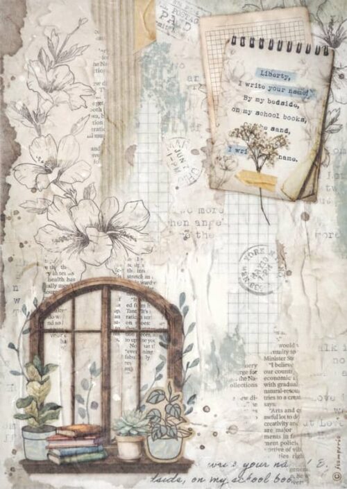 Stamperia Rice Paper A4 - Secret Diary - Window - DFSA4862