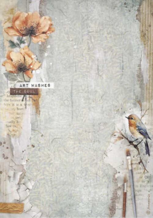 Stamperia Rice Paper A4 - Secret Diary - Bird - DFSA4865