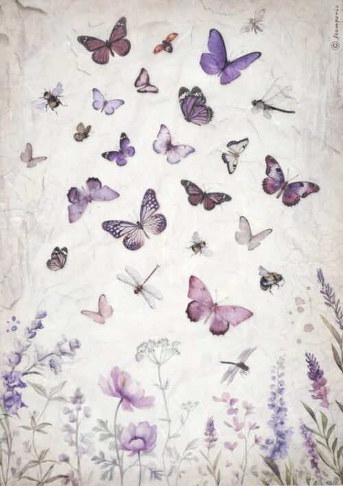 Stamperia Rice Paper A4 - Lavender - Butterfly - DFSA4884